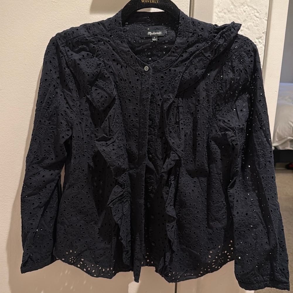 Madewell black blouse button down